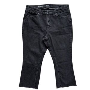 a.n.a. High Rise Cropped Flare Jeans Faded Black Denim Raw Hem Size 16W